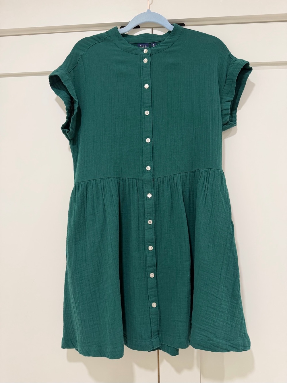 GAP Emerald Green Gauze Button Front Mini Dress NWT Size Medium